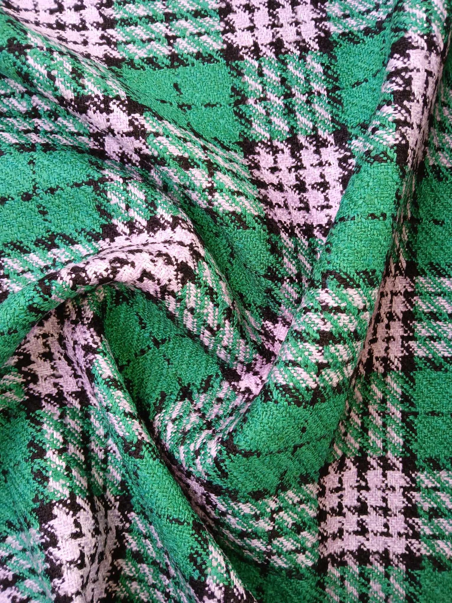 River Island Bonded Washable Wool - Green/Black/Lilac - 60" Wide - Sold By The Metre