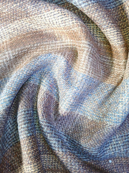 Washable Wool - Brown/Blue/Beige - 60" Wide - Sold By The Metre