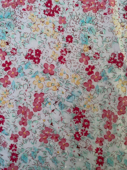 Cotton Dobby - White/Pink/Green/Yellow - 60"Wide - Sold By The Metre