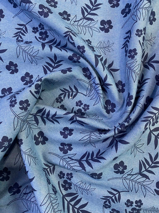 100% Cotton Denim/Chambray - Navy/Blue - 59"Wide - Sold By The Metre