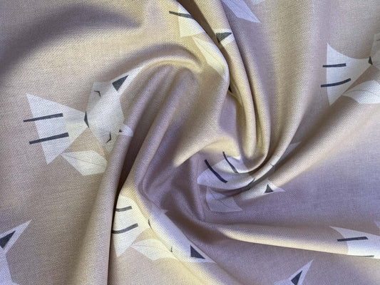 Little Foxes Geometric Canvas Fabric - Cream, Beige & Grey, 56" Wide - £5.99 per Metre