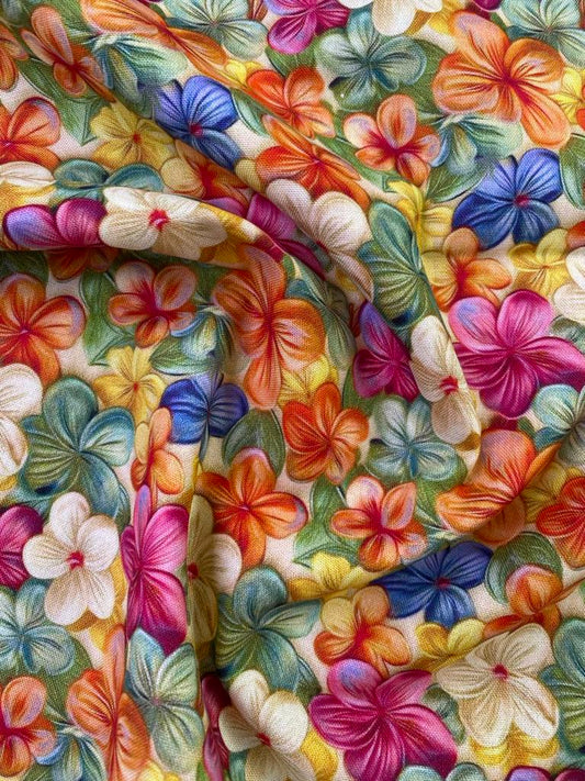 100% Cotton - Orange/Green/Pink/Cream - 44" Wide - Sold By The Metre