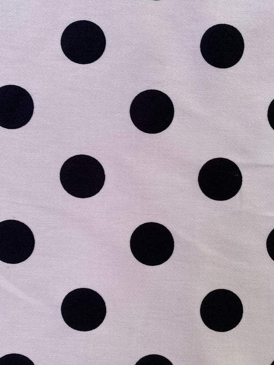 Cotton Spandex 97%/3%- White/Black - 57"Wide - Sold By The Metre
