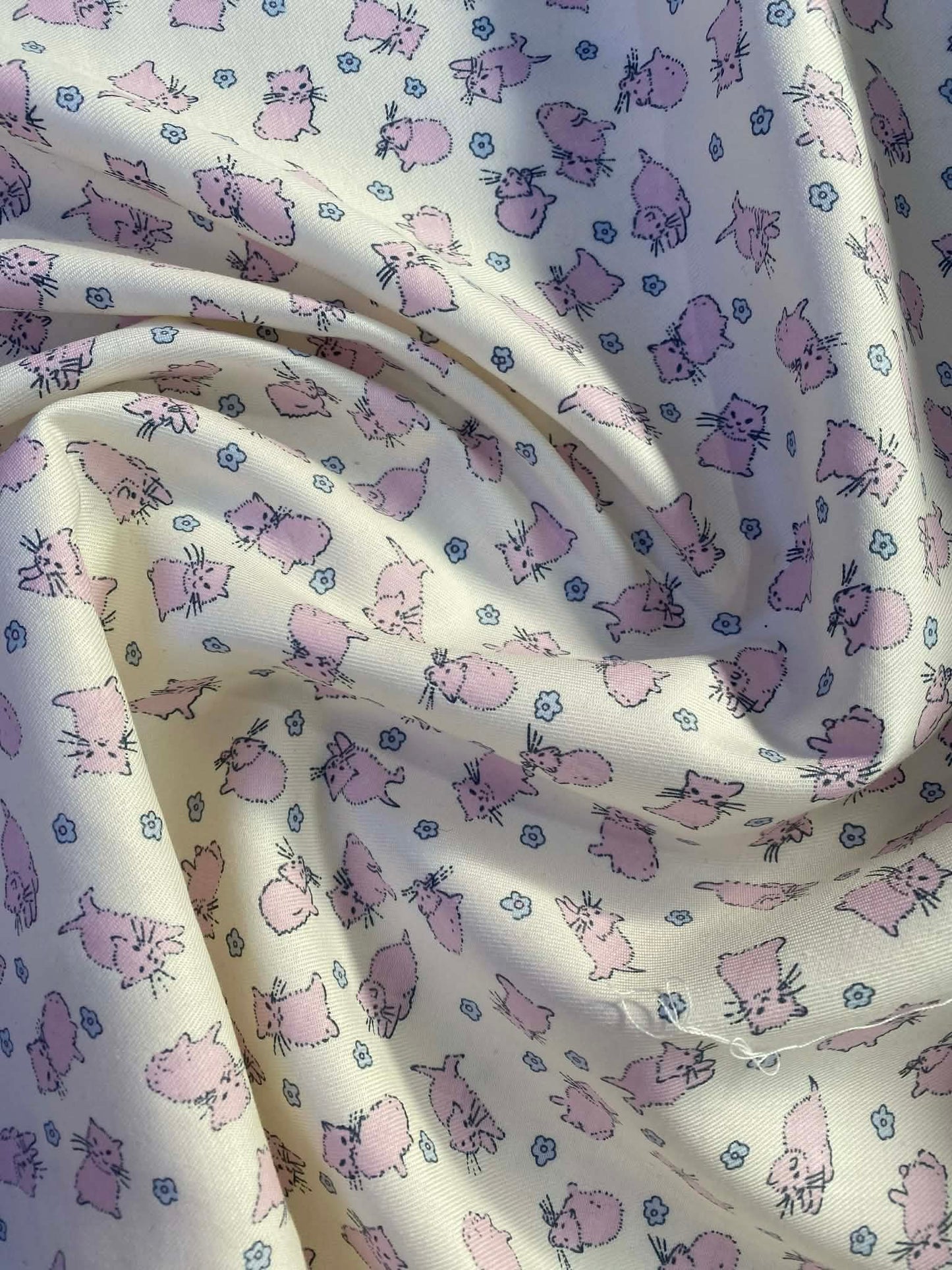 100% Cotton - Pink/Cream - Kittens - 57"Wide - Sold By The Metre