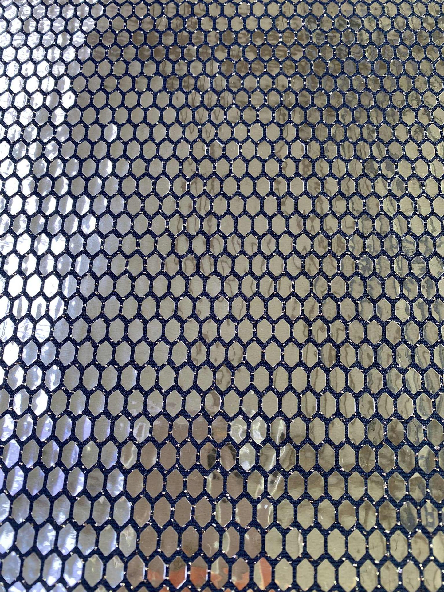 Honeycomb Slinky Lyra Sequins - Black/Gold - 60"Wide - Sold By The Metre