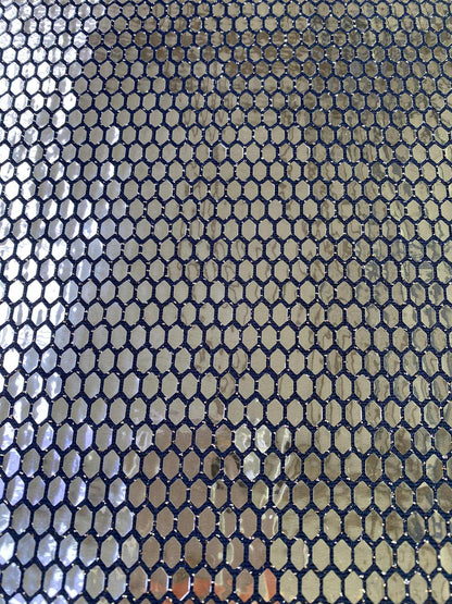 Honeycomb Slinky Lyra Sequins - Black/Gold - 60"Wide - Sold By The Metre