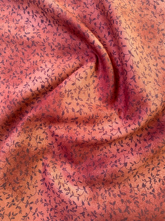 CLEARANCE - Rust & Black Delicate Vine Print – 100% Cotton Quilting Fabric (44" Wide)