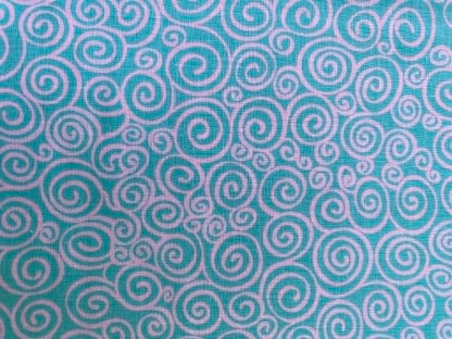 Mint and White Swirl Print 100% Cotton Fabric - 44/45" Wide - By The Metre