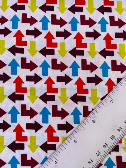 CLEARANCE - Colorful Arrow Print Cotton Fabric - 44" Wide