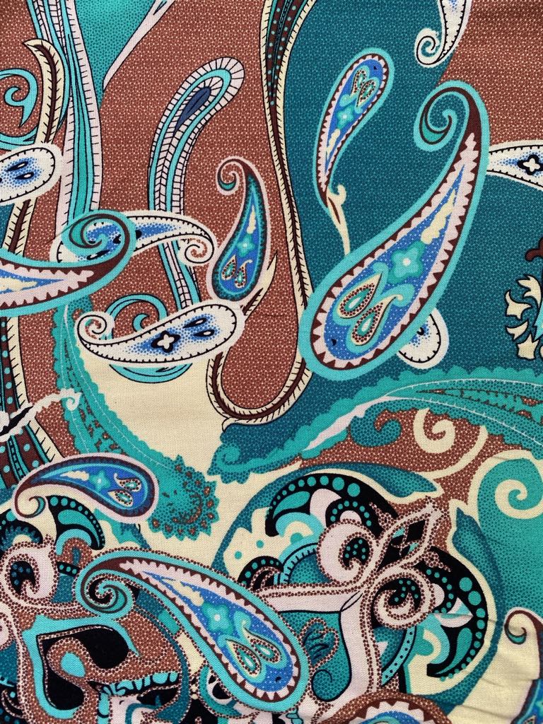 Viscose - Teal/Cream/Blue/Green - 57" Wide - Sold By The Metre