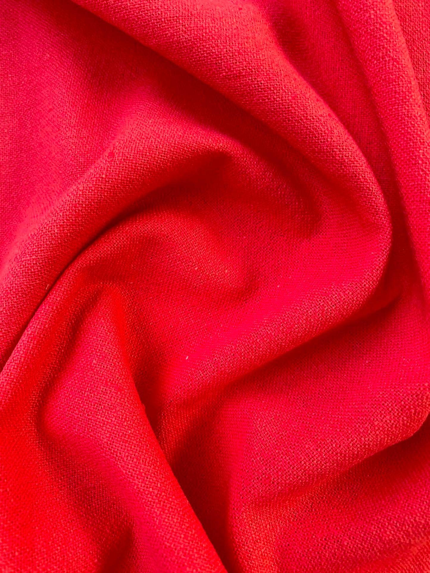 Vibrant Red / Fiery Orange Cotton Linen Blend Fabric – 57" (145cm) Wide – Non-Stretch