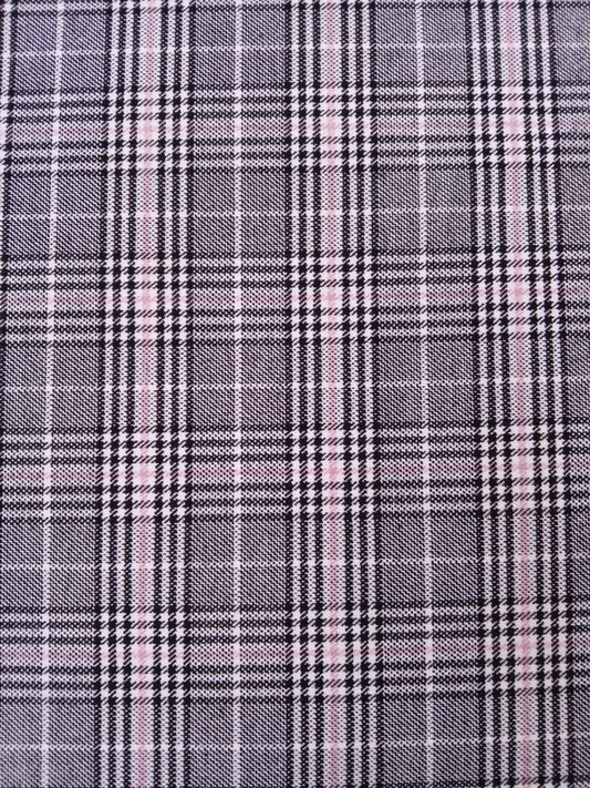 Poly Viscose Lycra - Check - Pink/Black/White - 55" Wide - Sold By The Metre