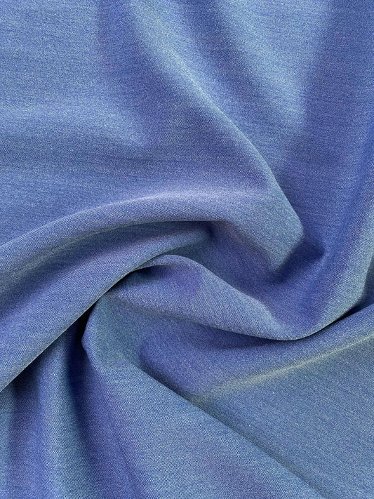 Polyester Chambray - Blue - 58"Wide - Sold By The Metre