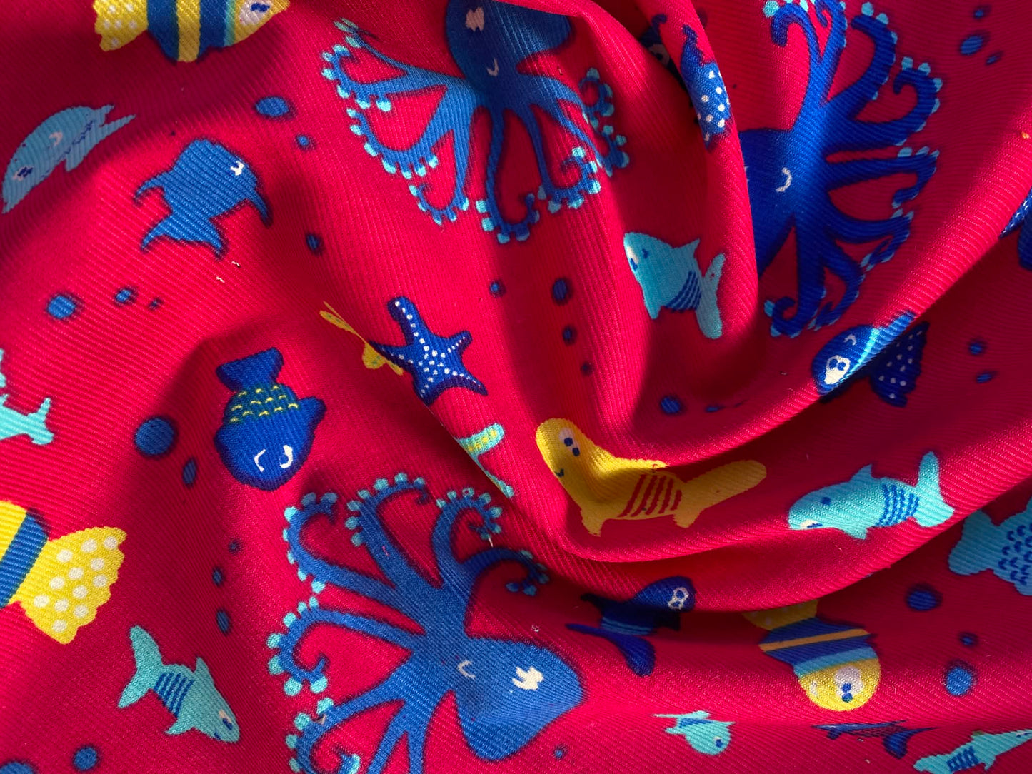 Printed Needlecord 100% Cotton - Pink/Blue/Yellow - 44"Wide - Sold By The Metre