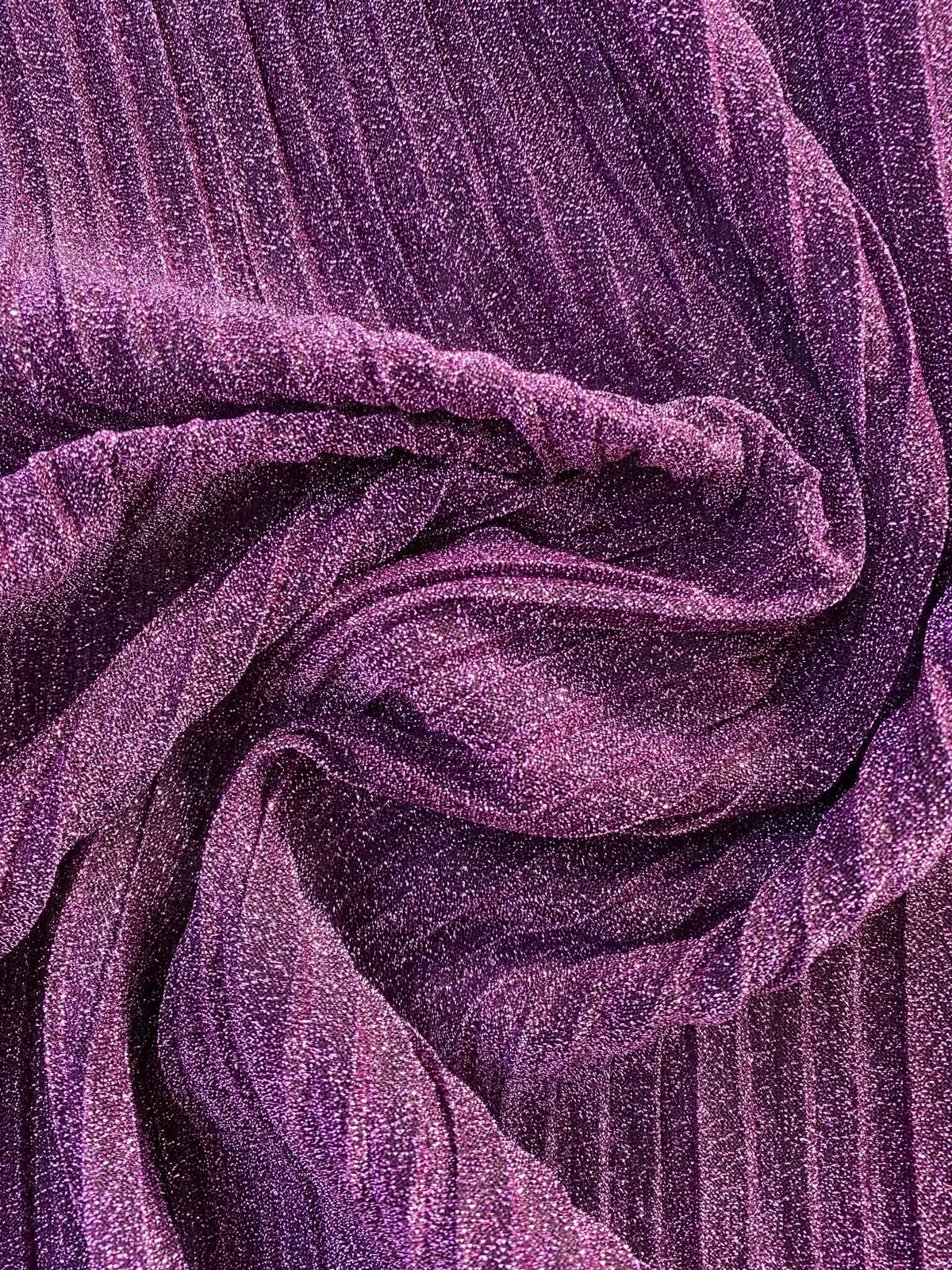Purple Metallic Big Pleat Fabric with Lycra - 60" Wide, £2.99 per Metre
