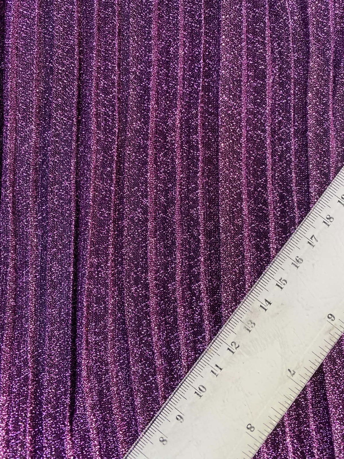 Purple Metallic Big Pleat Fabric with Lycra - 60" Wide, £2.99 per Metre