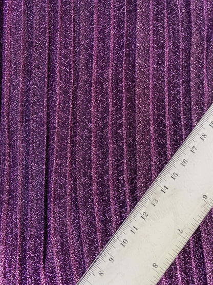 Purple Metallic Big Pleat Fabric with Lycra - 60" Wide, £2.99 per Metre