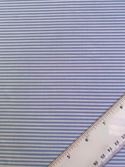 100% Cotton Chambray Striped Fabric - 59" Wide - Light Blue & White Classic Dressmaking Shirting No Stretch - £3.99/m