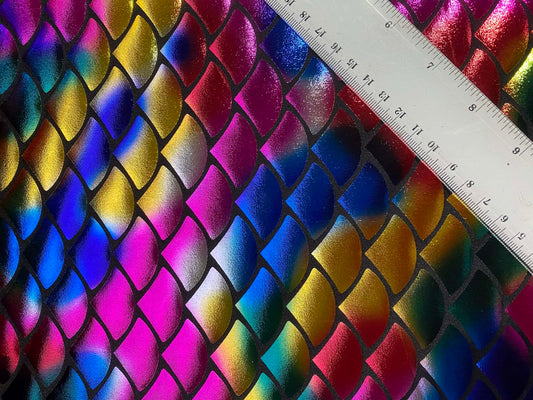 Fish Scale 92% Polyester 8% Elastane - Multicoloured - 58"Wide - Sold By The Metre