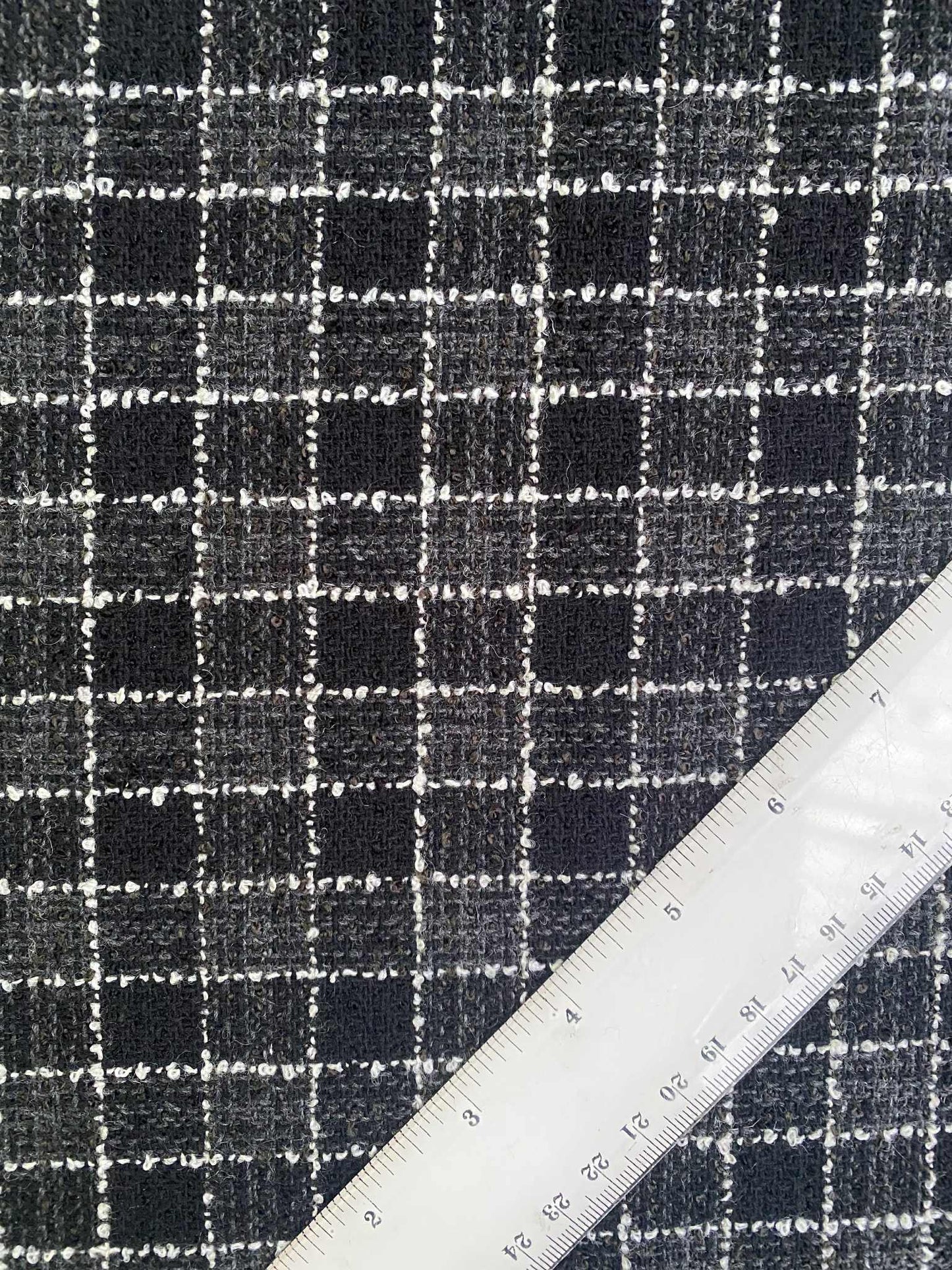 Poly Boucle - Black/Grey/White - 60"Wide - Sold By The Metre