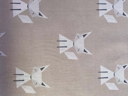 Little Foxes Geometric Canvas Fabric - Cream, Beige & Grey, 56" Wide - £5.99 per Metre