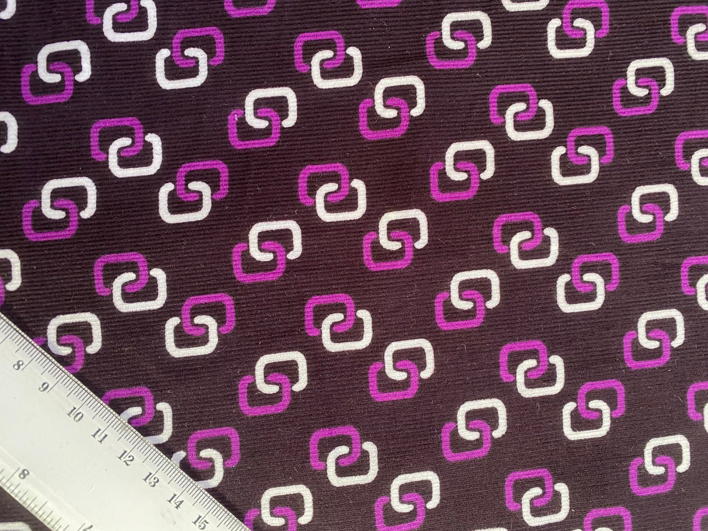 Printed Needlecord 100% Cotton - Black/Pink/White - 44"Wide - Sold By The Metre