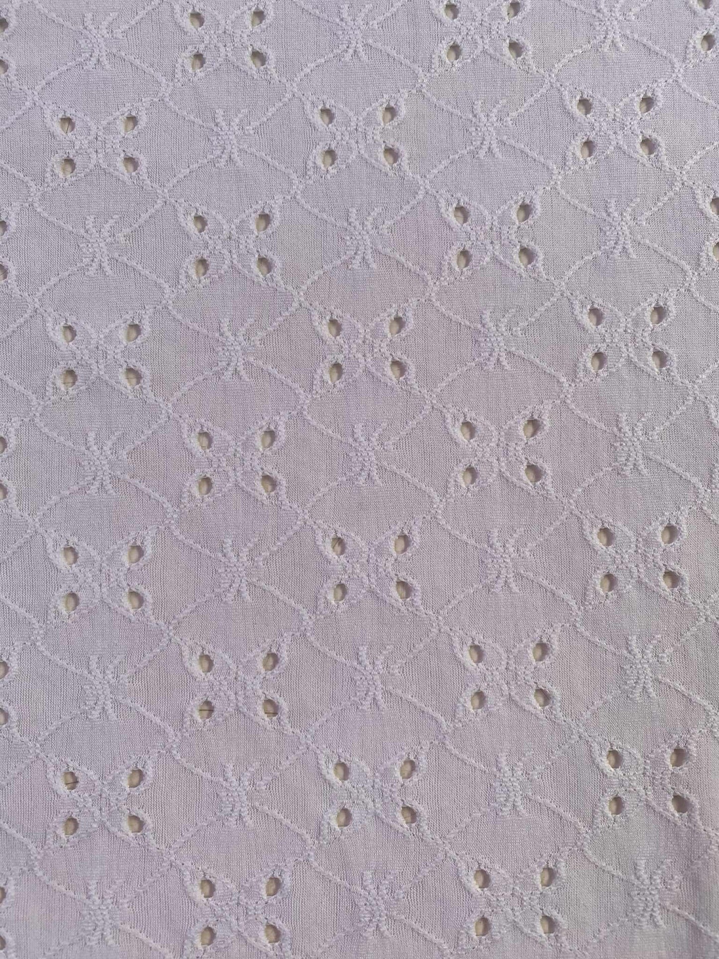 Poly Lycra - Broderie Anglaise - White - 62"Wide - Sold By The Metre