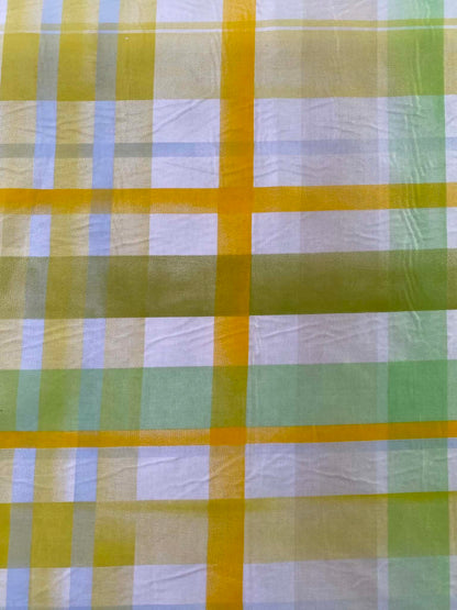 Yellow & Green Plaid Spanish Silk Fabric – 54" Wide (£3.99/m)