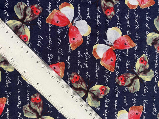 Viscose - Navy/Pink/Yellow/White - 57"Wide - Sold By The Metre