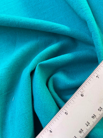 Turquoise Cotton Linen Blend Fabric – 57" (145cm) Wide – Non-Stretch