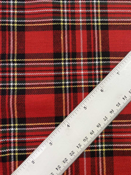 Heavy Cotton Tartan - Red/Yellow/Black/White - 63"Wide - Sold By The Metre
