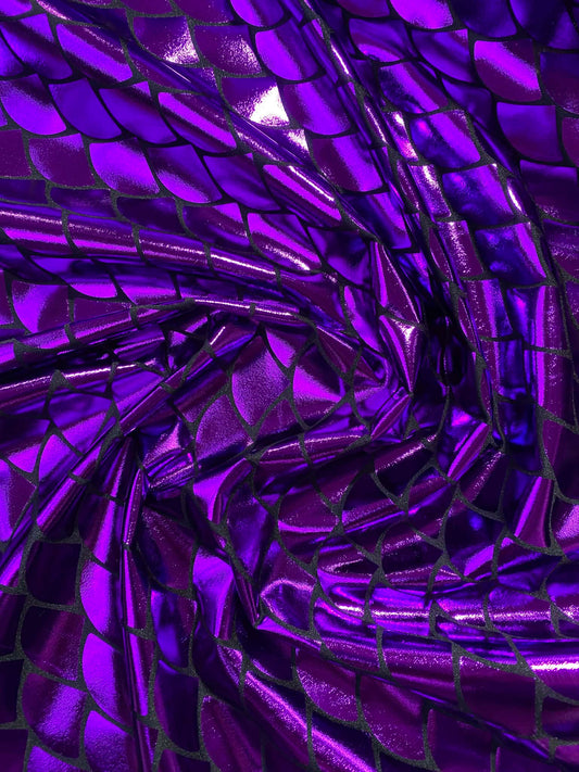 Fish Scale 92% Polyester 8% Elastane - Purple - 58"Wide - Sold By The Metre