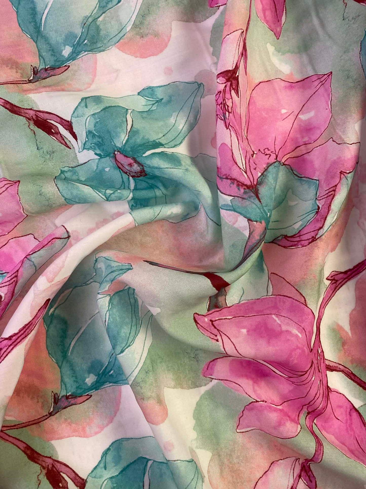 Premium London Lawn 100% Cotton - 60" Extra Wide - Watercolor Floral Print - £4.99/m