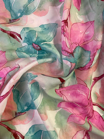 Premium London Lawn 100% Cotton - 60" Extra Wide - Watercolor Floral Print - £4.99/m