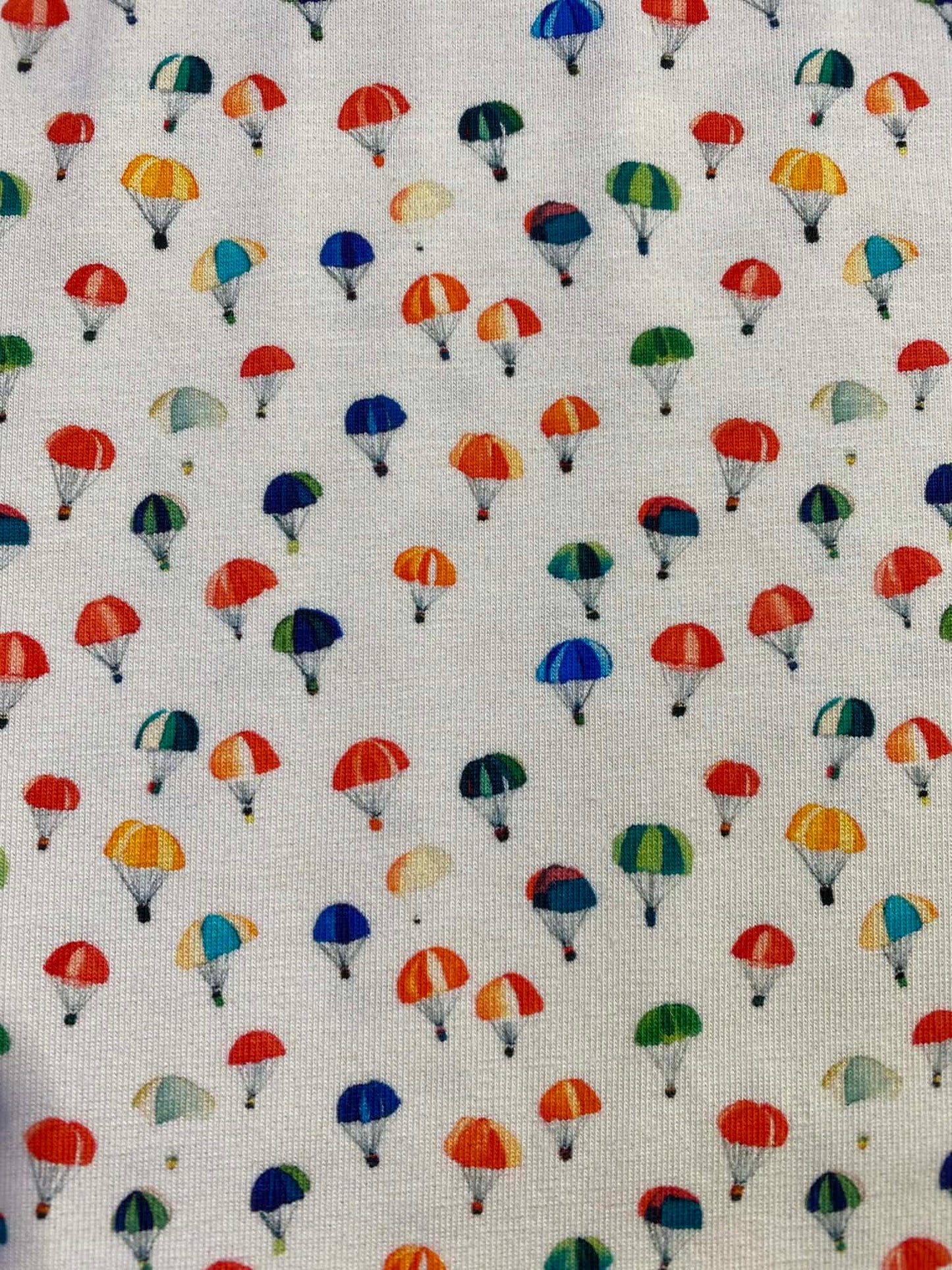 Little Johnny Hot Air Balloons Cotton Jersey - 58" Wide - 95% Cotton 5% Lycra - Cream, Blue & Red