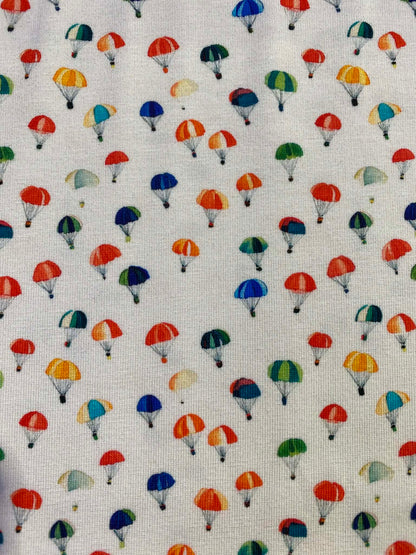 Little Johnny Hot Air Balloons Cotton Jersey - 58" Wide - 95% Cotton 5% Lycra - Cream, Blue & Red