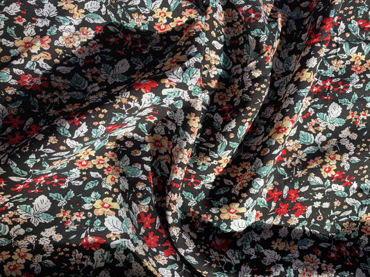 Viscose - Black/Red/Green/Orange - 57"Wide - Sold By The Metre
