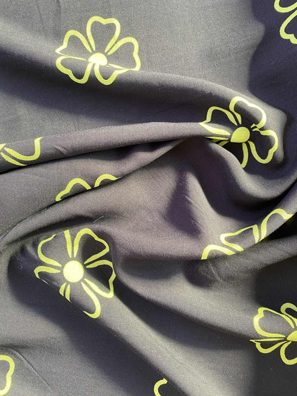 Viscose - Black/Lime - 57"Wide - Sold By The Metre