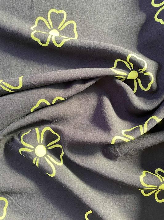 Viscose - Black/Lime - 57"Wide - Sold By The Metre