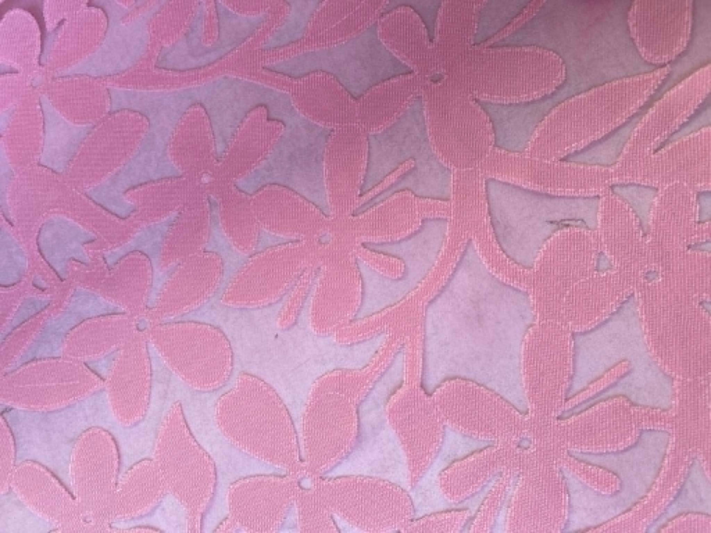 Soft Pink Floral Cotton Burnout Fabric - 58" Wide - Semi-Sheer Textured Dressmaking Material No Stretch - £2.99/m
