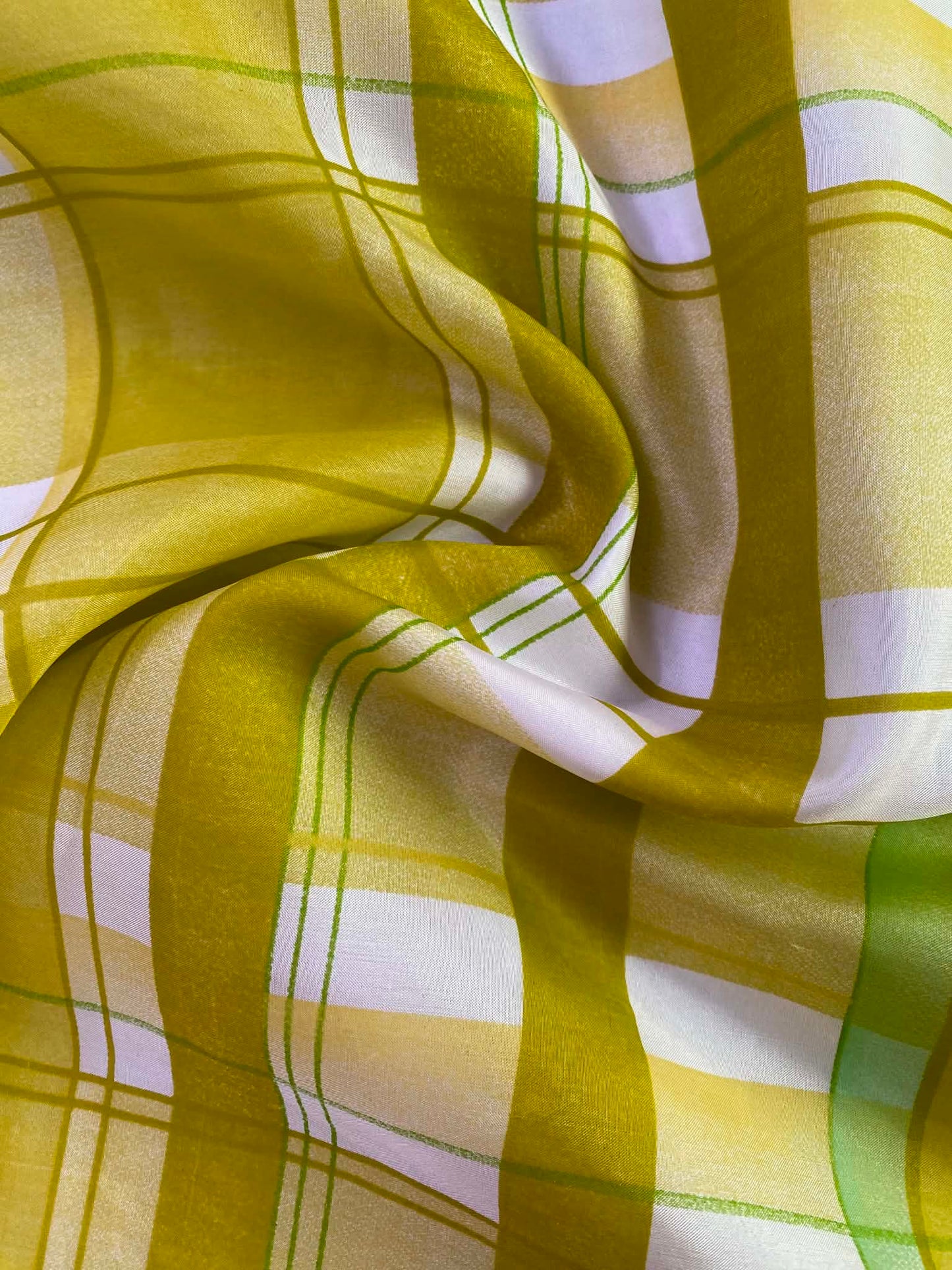 Olive & Lime Plaid Spanish Silk Fabric – 54" Wide (£3.99/m)