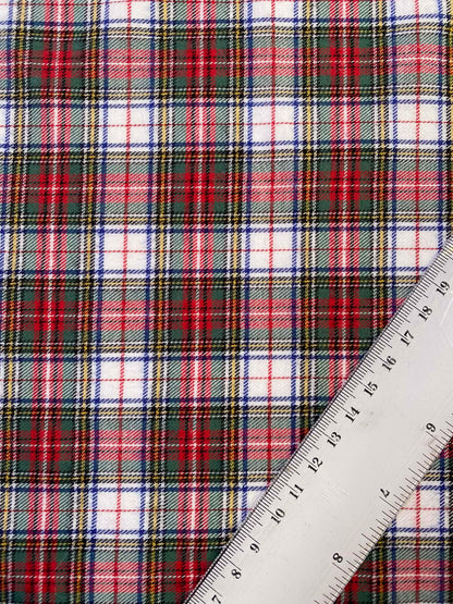 100% Cotton Tartan - Red/White/Green/Yellow/Blue - 59"Wide - Sold By The Metre