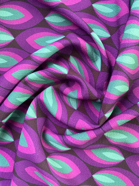 Crepe - Purple/Green/Black - 60" Wide - Sold By The Metre