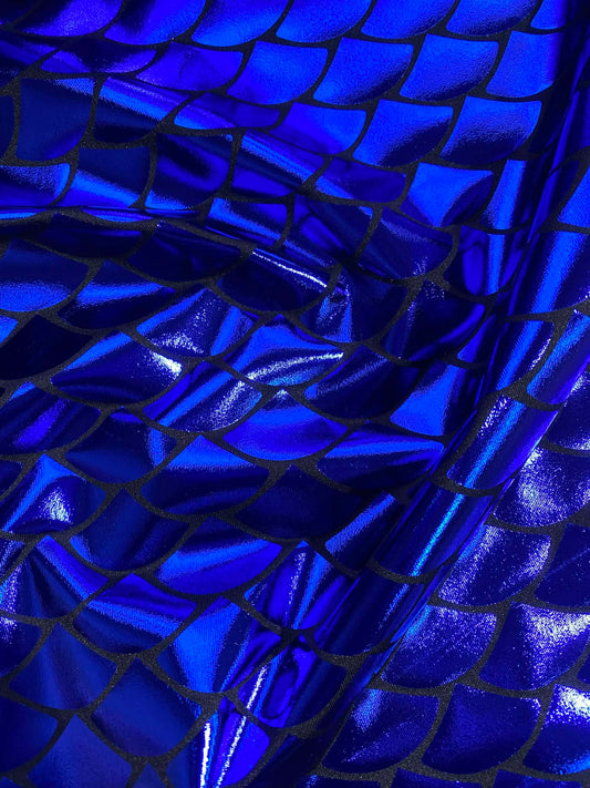 Fish Scale 92% Polyester 8% Elastane - Royal Blue - 58"Wide - Sold By The Metre