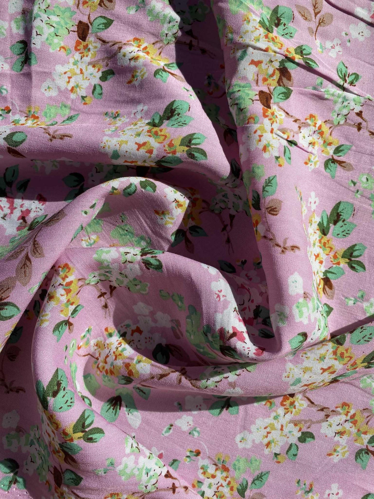 Viscose - Pink/Green/Yellow/White - 57"Wide - Sold By The Metre
