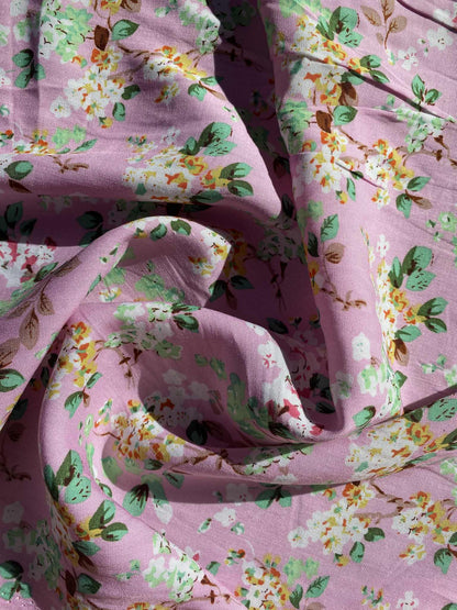Viscose - Pink/Green/Yellow/White - 57"Wide - Sold By The Metre
