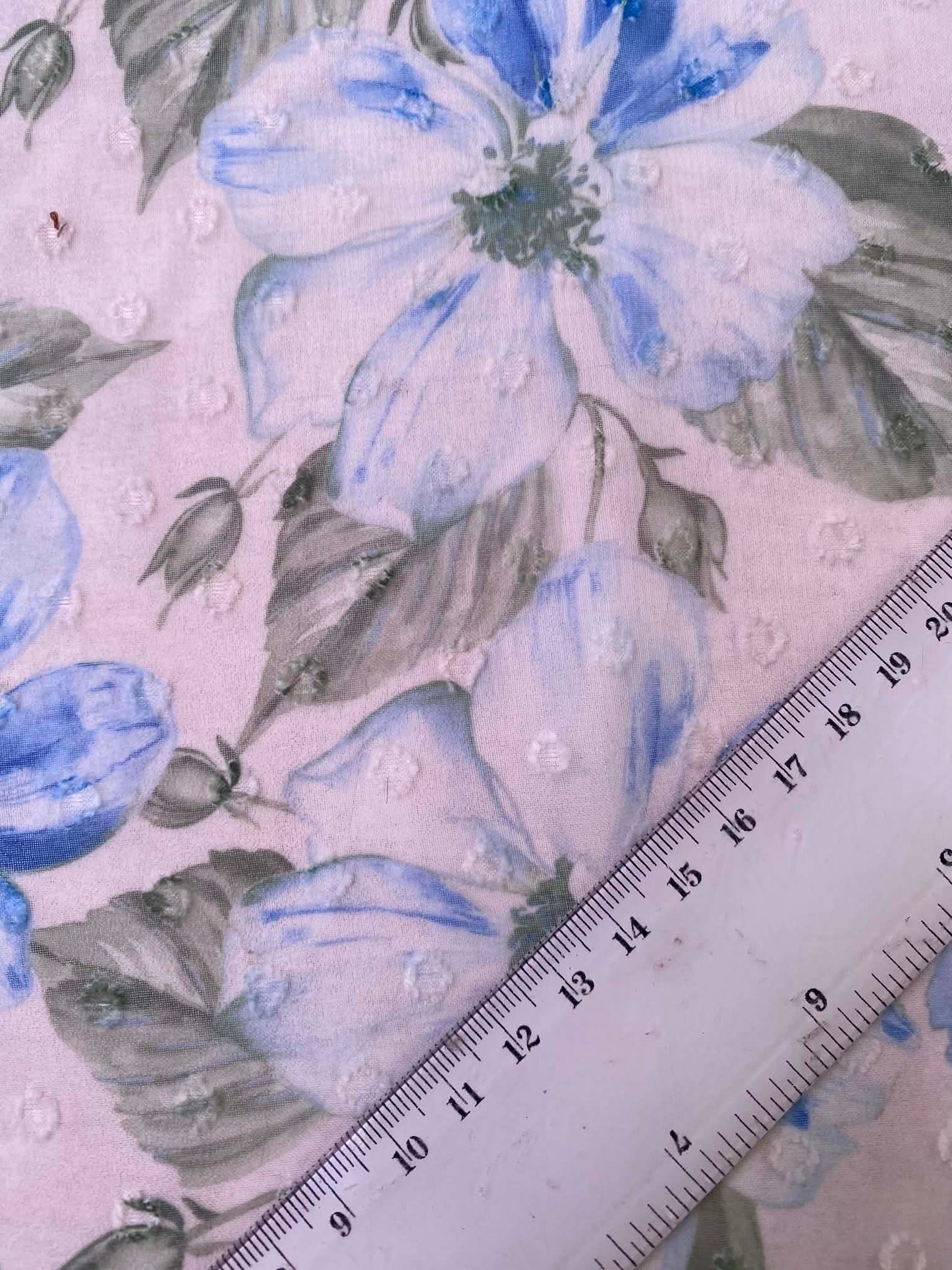 Floral Clipped Chiffon Fabric - 56" Wide - Blue & White Watercolour Textured Dressmaking Material No Stretch - £2.99/m