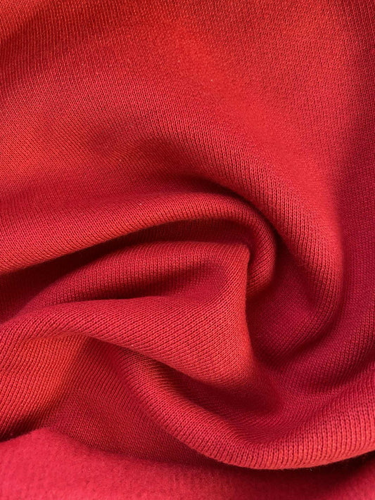 Sweatshirting - Red - 58" Wide - Sold By The Metre