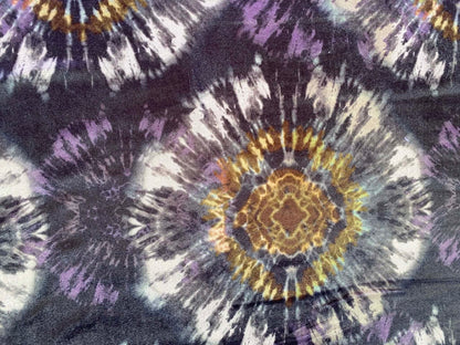 Black, Purple & Gold Patterned Spandex Velvet - 60" Wide - Stretch - £2.99/m