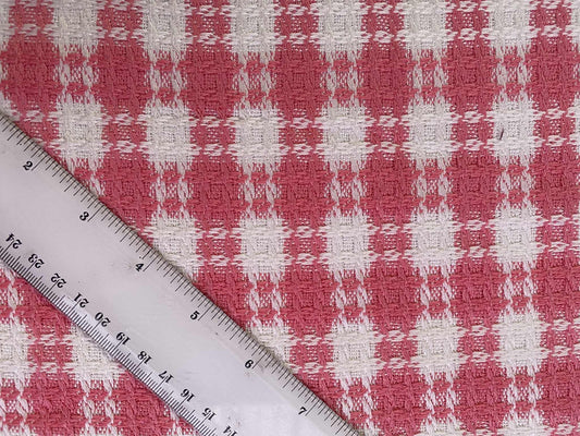 Poly Boucle - Pink/White - 60"Wide - Sold By The Metre